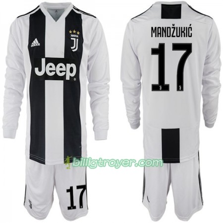 Billige Fotballdrakter Juventus Mario Mandzukic 17 Barn Hjemmedraktsett 2018/19 Langermet